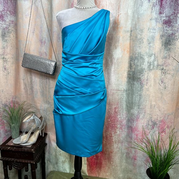 📌David's Bridal One Shoulder Maid of Honor - Bridesmaid - Ball- Party Dress - Picture 1 of 15